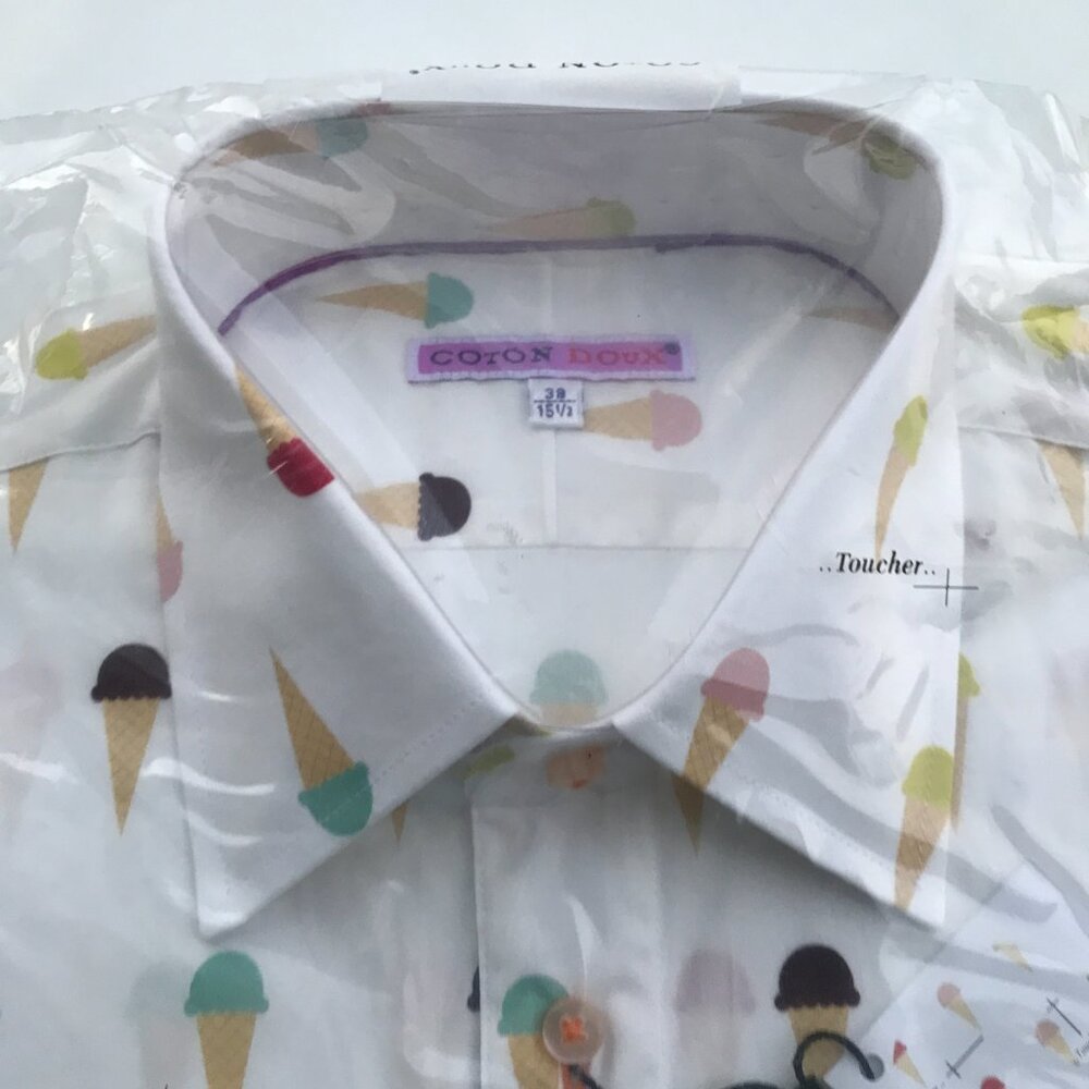 Men shirt by Coton Doux, NEW. Made in France. 15 1/2 - Picture 2 of 6